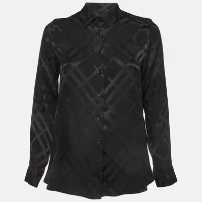 Pre-owned Burberry Black Check Pattern Silk Shirt S