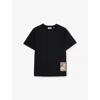 Burberry Boy's Cedar Ekd Label Short-sleeve Cotton T-shirt In Black