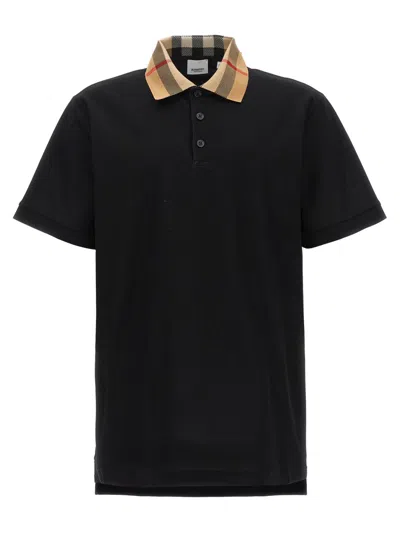 Burberry Slim Fit Check Collar Cotton Polo Shirt Clothing In Blue