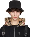 Burberry Black Check Reversible Bucket Hat In Black