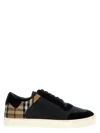 Burberry Black Sneakers With Suede Details And Check Motif In Leather Blend Man In Black