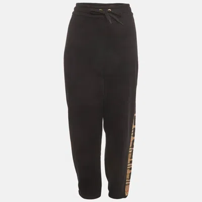 Pre-owned Burberry Black Check Striped Cotton Knit Sweatpants Xl