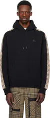 Burberry Black Sweatshirt With Check Motif Detail
