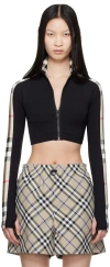 Burberry Check Print Cropped Top In A1189 Black