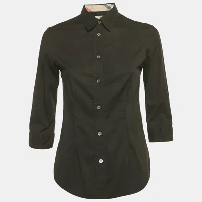 Pre-owned Burberry Black Checker Print Cotton T-shirt Xs