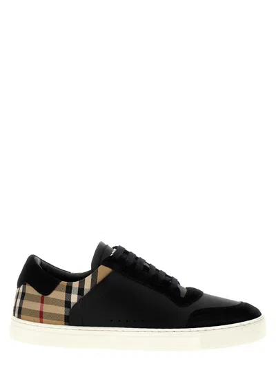 Burberry Check Insert Sneakers In Black