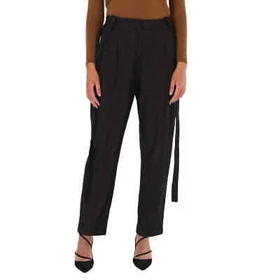 Pre-owned Burberry Black Chiffon And Jersey Tailored Trousers With Strap Detail, Brand