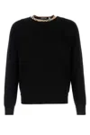Burberry Crew Neck Knitwear With Distinctive Patterned Collar In Black