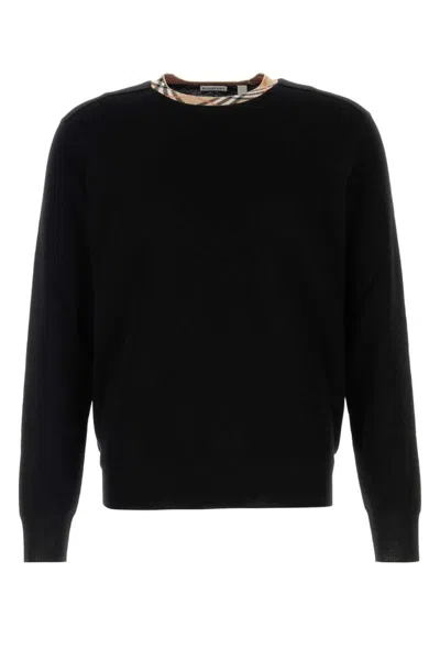 BURBERRY BLACK CONTRAST CREWNECK SWEATER