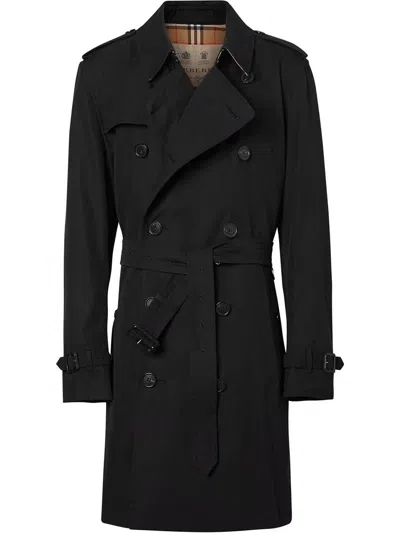 Burberry Black Cotton And Leather Mid-length Jacket For Men