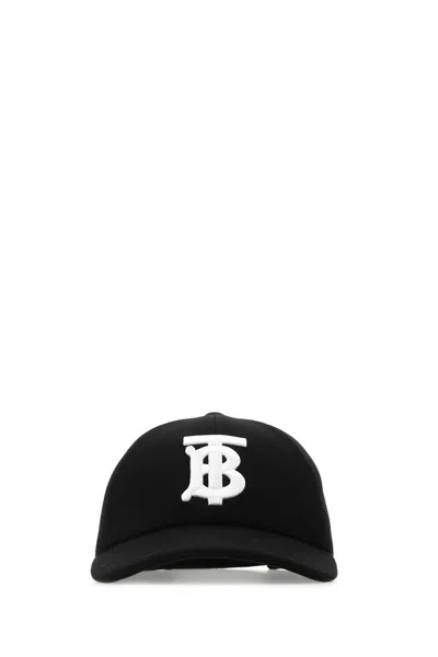 Burberry Black Cotton Baseball Cap In Default Title