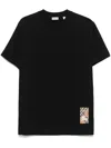Burberry Men Black T-shirt T-shirt With Logo Patch With Tartan Motif In Cotton Man In Black
