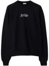 Burberry Black Logo Cotton Blend Sweatshirt In Black