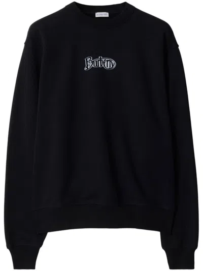 BURBERRY BURBERRY BLACK COTTON BLEND LOGO PRINT SWEATSHIRT