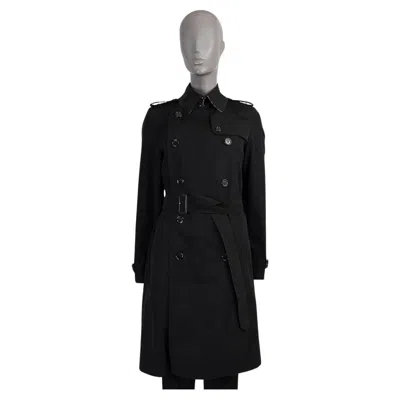 Pre-owned Burberry Black Cotton Blend Waterloo Trench Coat Jacket 10 M