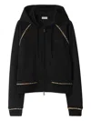 Burberry Zippered Cotton Blend Hoodie In Black