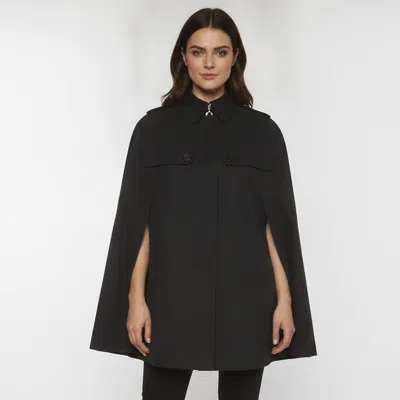 Pre-owned Burberry Black Cotton Button Front Collar Cape S