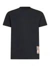 Burberry Men Black T-shirt T-shirt With Logo Patch With Tartan Motif In Cotton Man In Blue