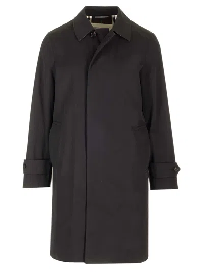 Burberry Black Cotton Coat In Magnet