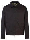 Burberry Cotton Gabardine Chester Harrington Jacket In Black/tan