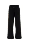 Burberry Jodie Checked Cotton-jersey Straight-leg Track Pants In Black