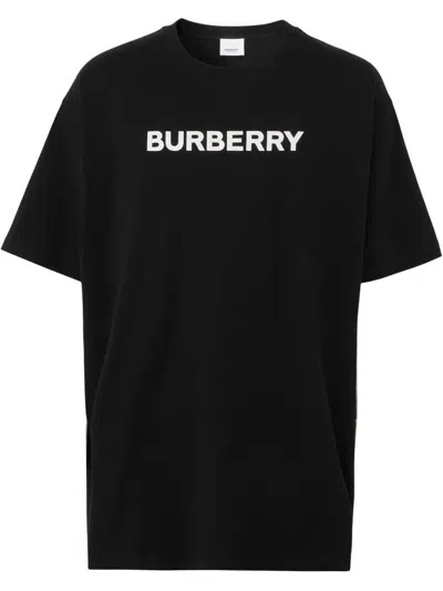 Burberry Black Cotton Logo Print T-shirt For Men