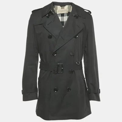 Pre-owned Burberry Black Cotton Mid Length Trench Coat M