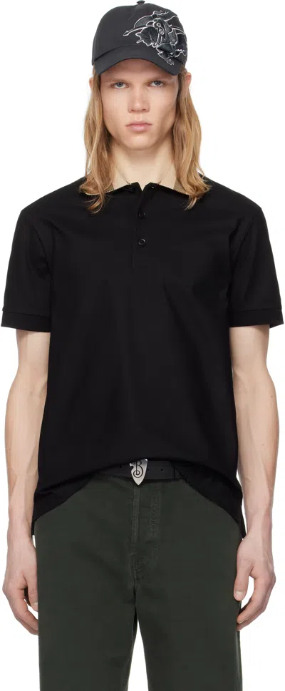 Burberry Black Cotton Polo