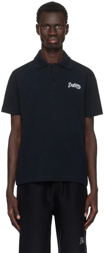 Burberry Black Cotton Polo In Coal