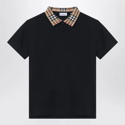 Burberry Black Cotton Polo Shirt