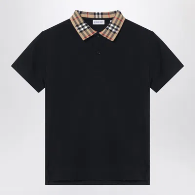 BURBERRY BLACK COTTON POLO SHIRT