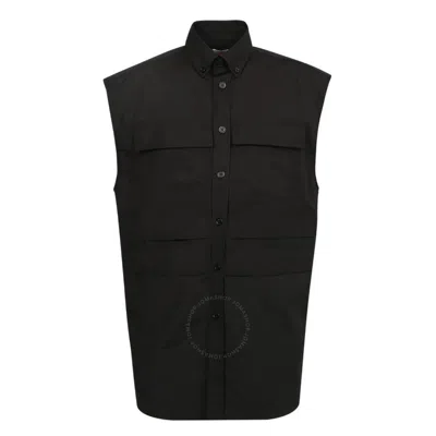 Burberry Black Cotton Poplin Panel Detail Sleeveles Shirt