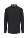 Burberry Sherfield Equestrian Knight Stretch Cotton Poplin Button-up Shirt In Black