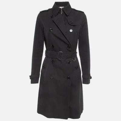 Pre-owned Burberry Black Cotton Short Chelsea Heritage Trench Coat S