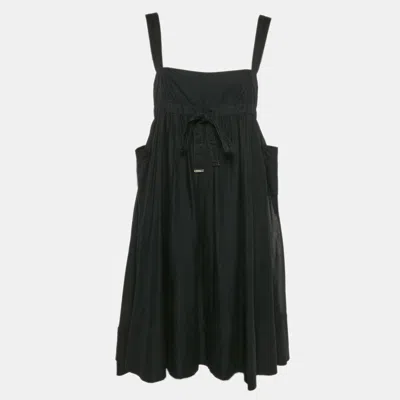 Pre-owned Burberry Black Cotton Sleeveless Flared Short Dress M