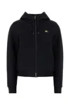 Burberry Cotton Sweatshirt With Drawstring Hood And Front Pocket In Black
