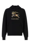 Burberry Men Black Hoodie With Drawstring Hood And Ekd Print And Logo Lettering On The Front In Cott In Black
