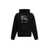 Burberry Men Black Hoodie With Drawstring Hood And Ekd Print And Logo Lettering On The Front In Cott In Black