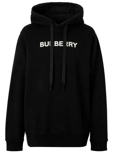 Burberry Logo-embroidered Cotton Sweatshirt In Black