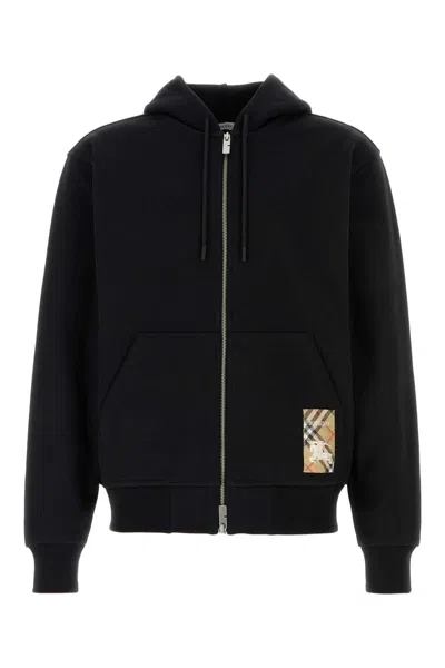 Burberry Classic Zip-up Black Sweatshirt With Pocket Design