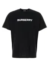 Burberry Men Black Crewneck T-shirt With Logo Lettering On The Front In Cotton Man