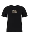 Burberry Black Ekd Check Cotton T-shirt In Black