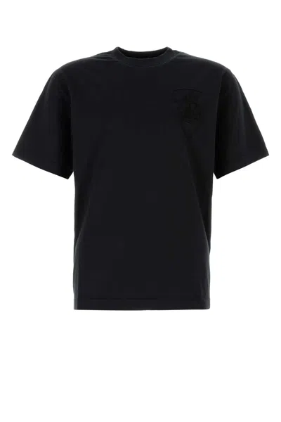 Burberry Black Cotton T-shirt In Coal