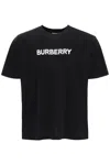 Burberry Men Black Crewneck T-shirt With Logo Lettering On The Front In Cotton Man In Black