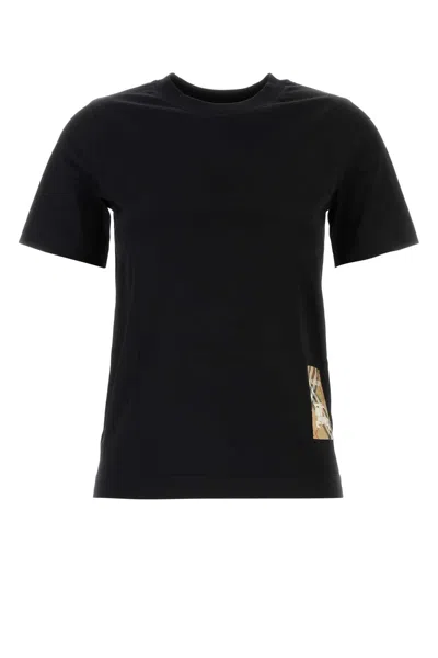 Burberry Women Black Cotton Check Patch T-shirt