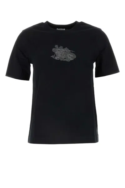 BURBERRY BLACK COTTON T-SHIRT
