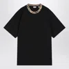 Burberry Black Cotton T-shirt With Check Finishes Men