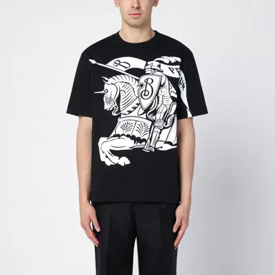 Burberry Black Cotton T-shirt With Ekd