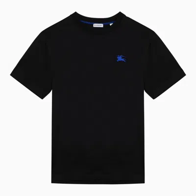 Burberry Black Cotton T Shirt With Logo