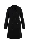 Burberry Waterloo Heritage Double-breasted Trench Coat In Black